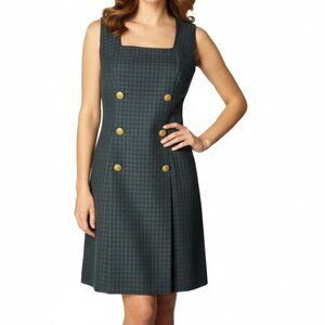 Vintage 90s  Green Plaid Bibliophile Aesthetic  Mini Dress Sleeveless